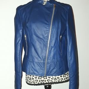 Blue leather jacket